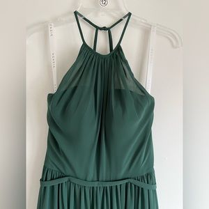 Azazie. Kailyn Dark Green Floor Length Chiffon Bridesmaid Dress. Size A4.
